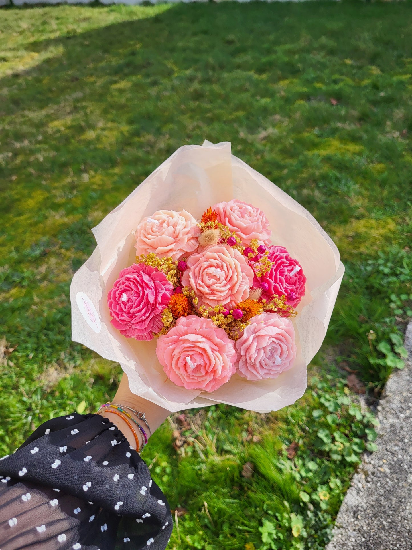 Bouquet de fleurs en bougies artisanale - Bouquet de pivoines Jour 5