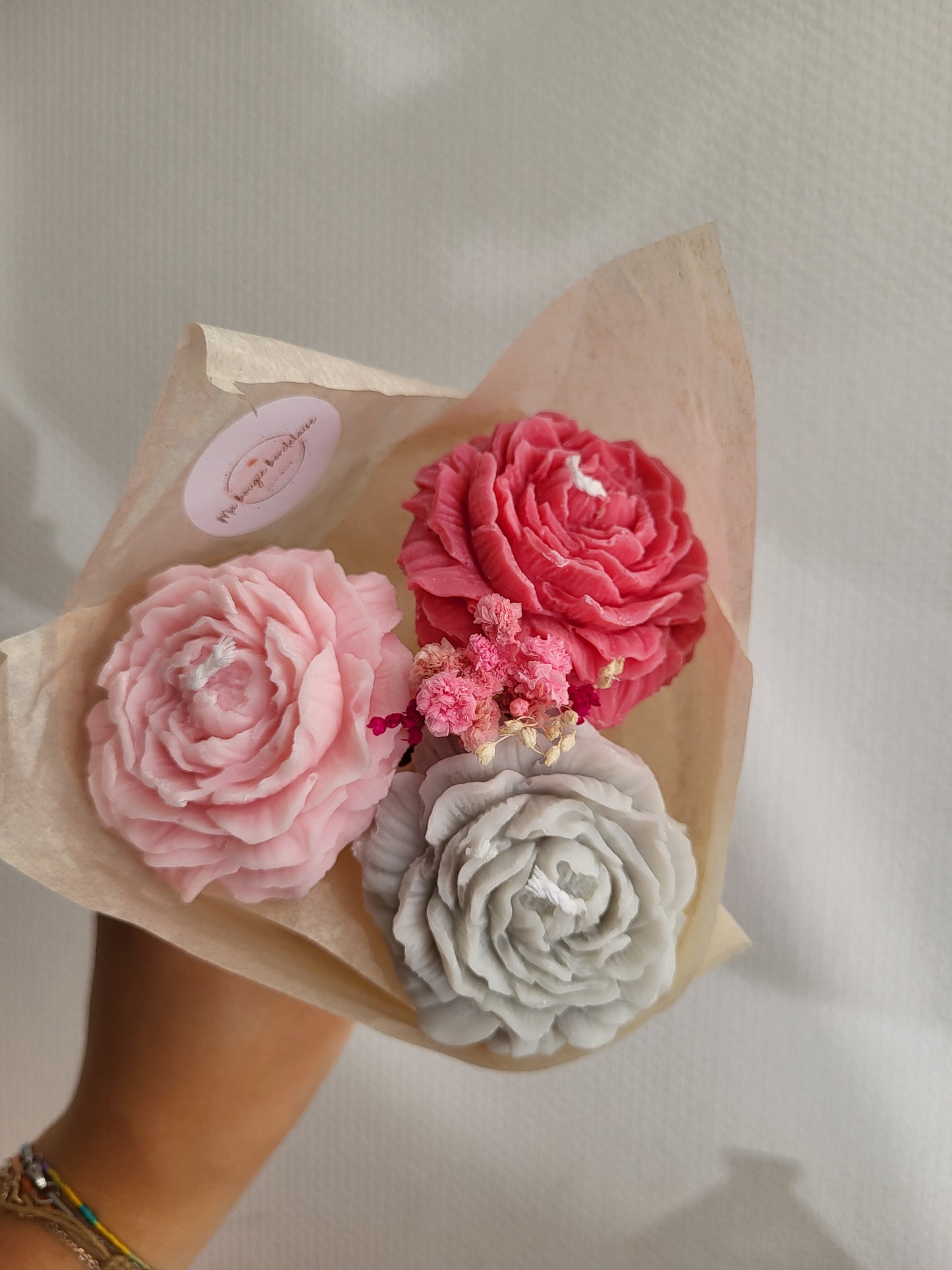 Bougie décorative - Bouquet de pivoines