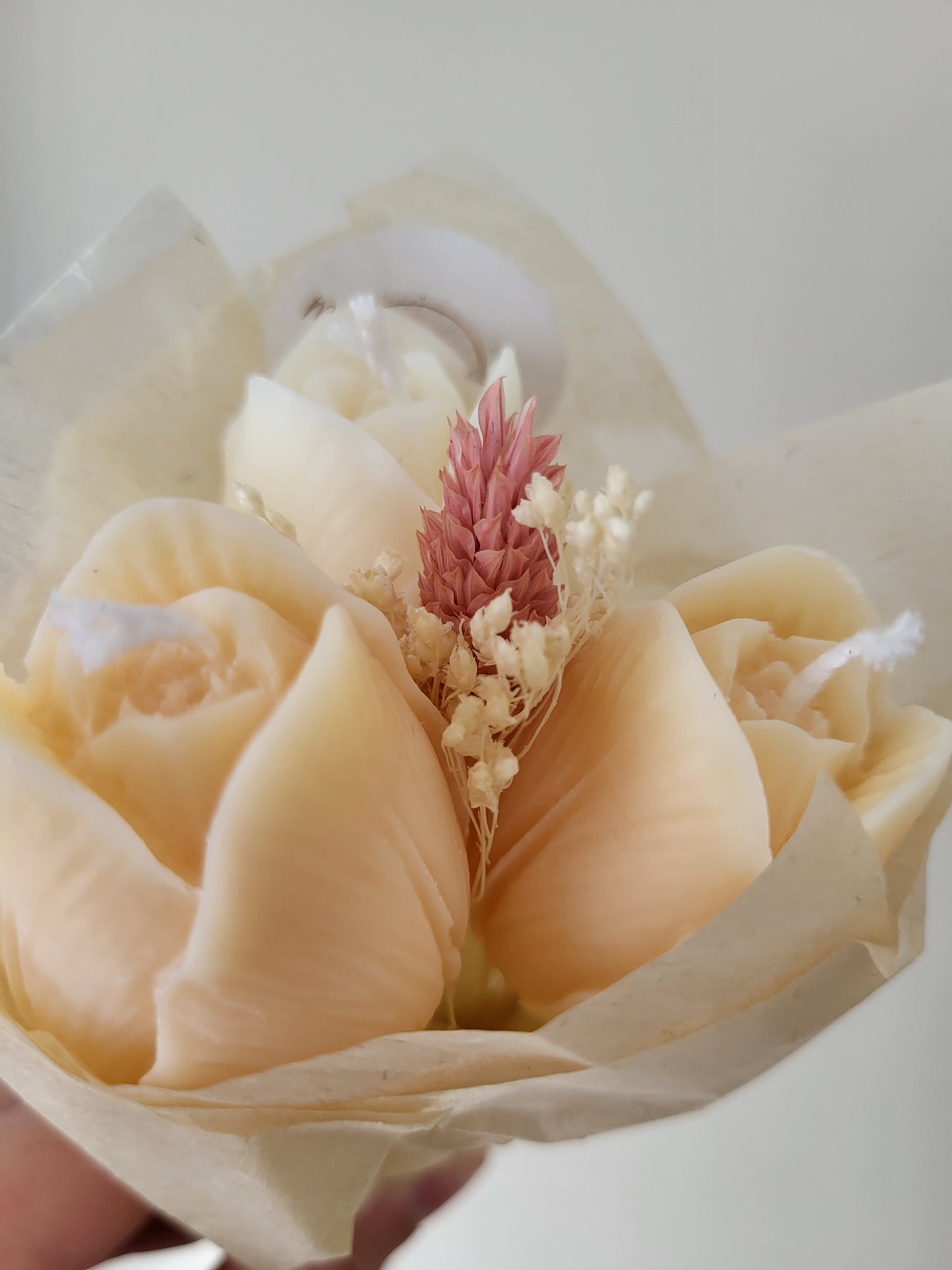 Bouquet de 3 tulipes en bougies - taille S (saumon)