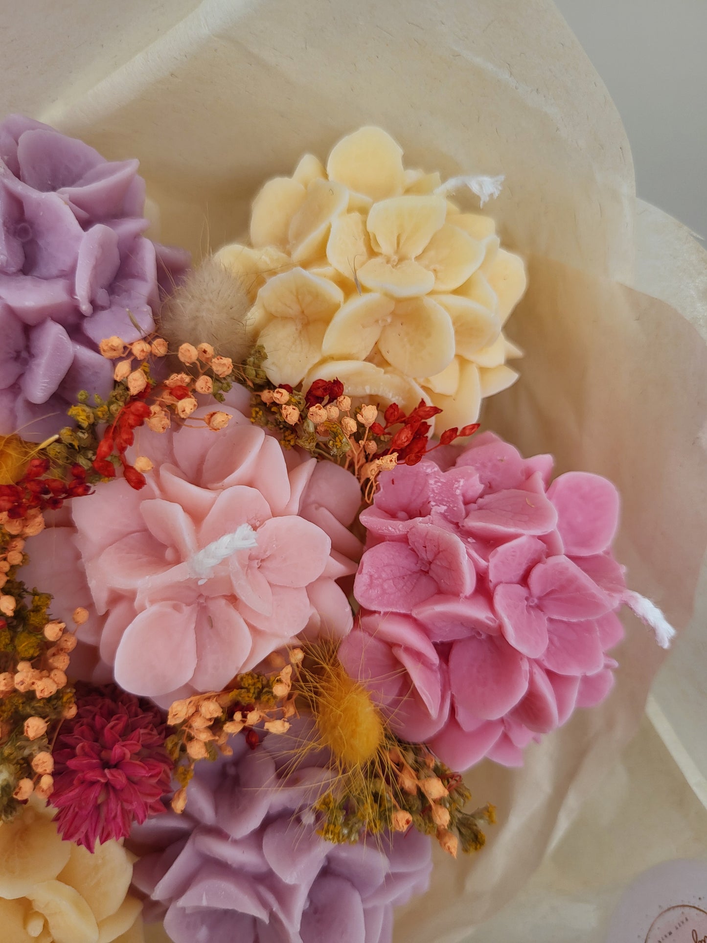 Gros bouquet d'hortensias en bougies - taille M
