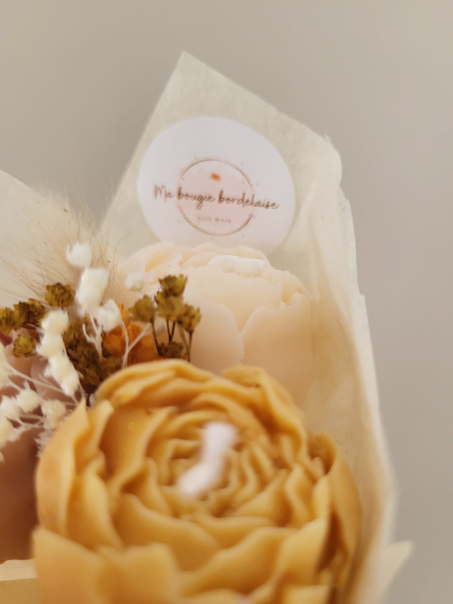 Bouquet de 3 pivoines en bougies - taille S (marron-bronze-blanc)