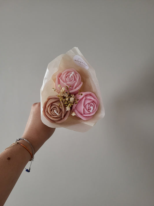Bouquet en bougie 3 roses