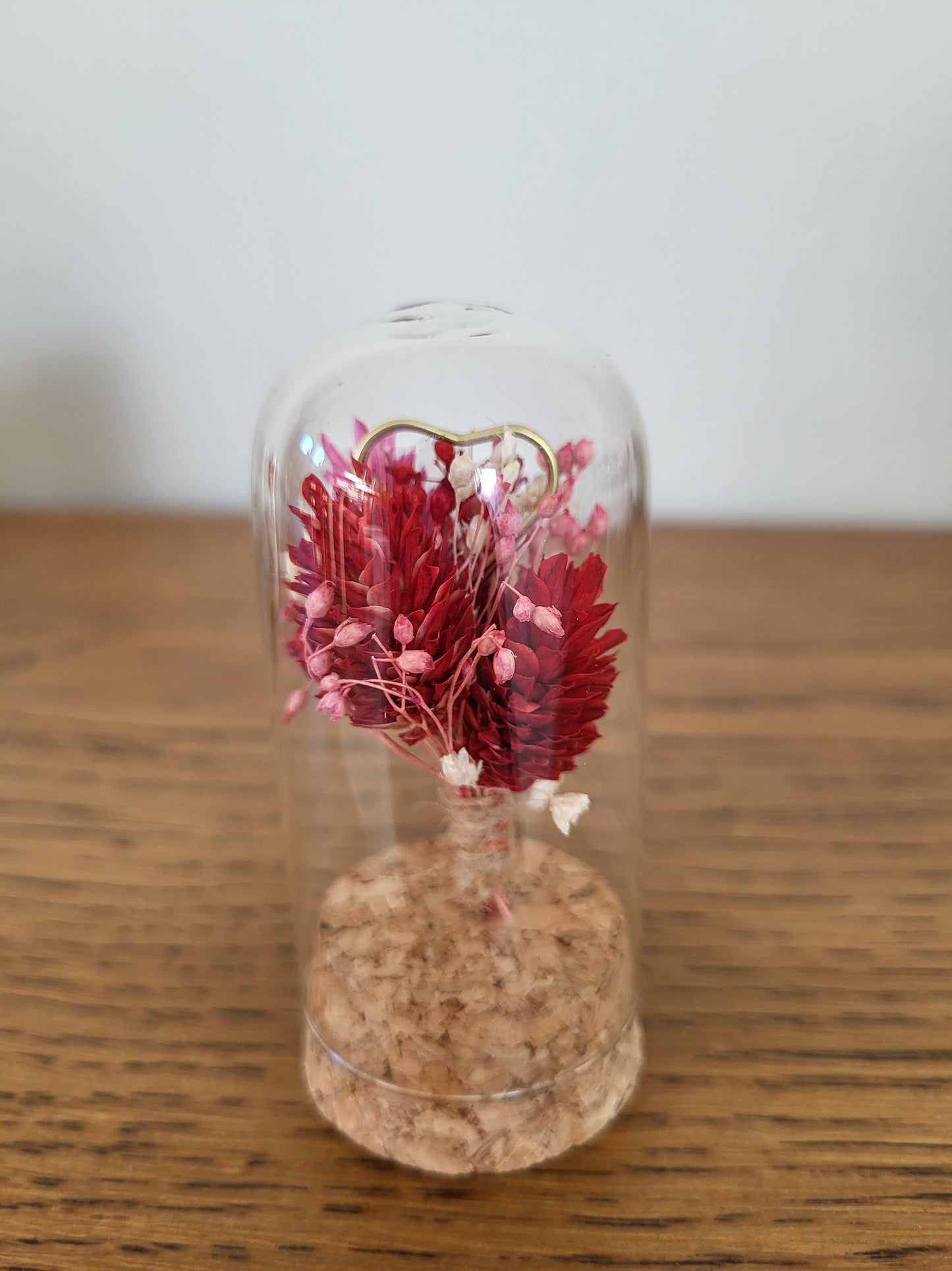 Cloche de fleurs séchées – Création artisanale Saint-Valentin