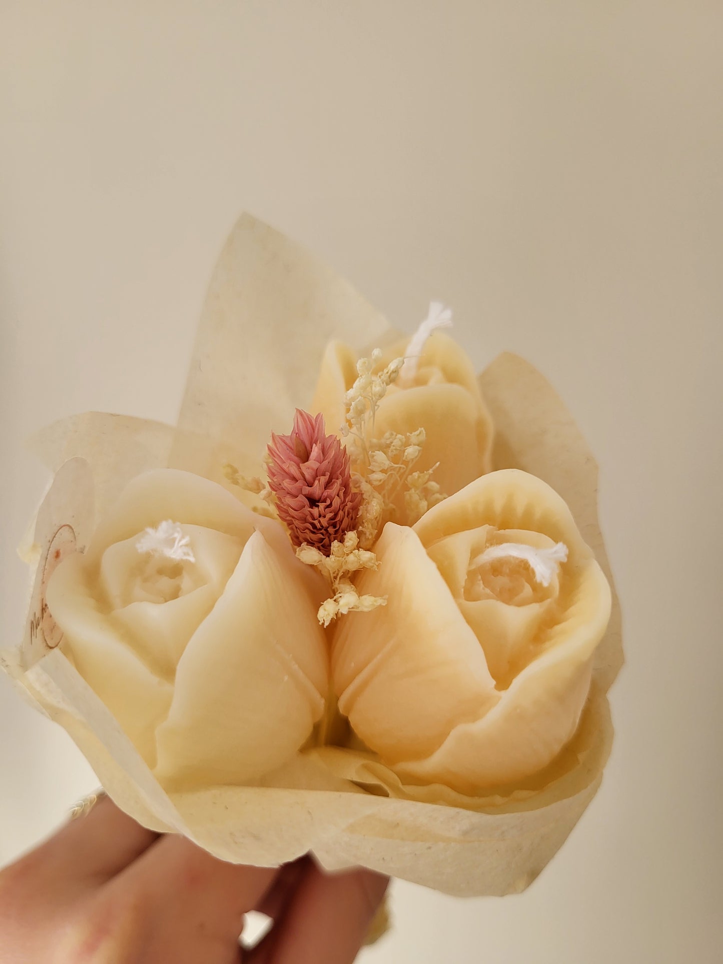 Bouquet de 3 tulipes en bougies - taille S (saumon)