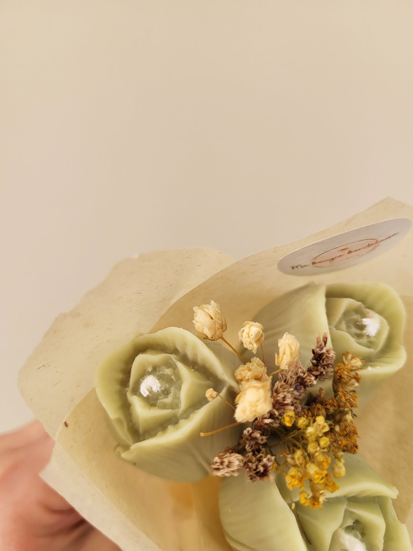 Bouquet de 3 tulipes en bougies - taille S (vert)