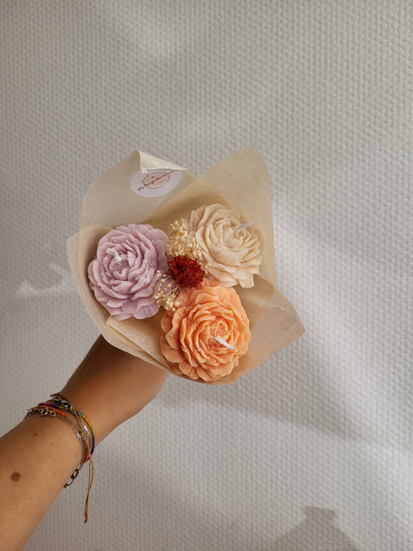 Bougie décorative - Bouquet de pivoines