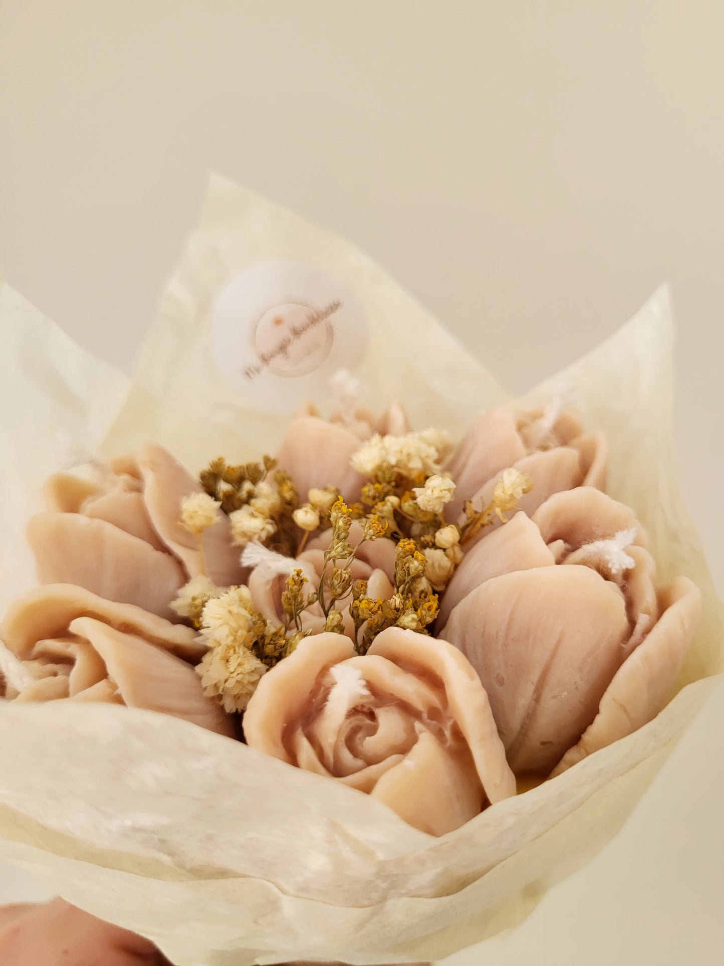Bouquet de 7 tulipes en bougies - taille S (marron)