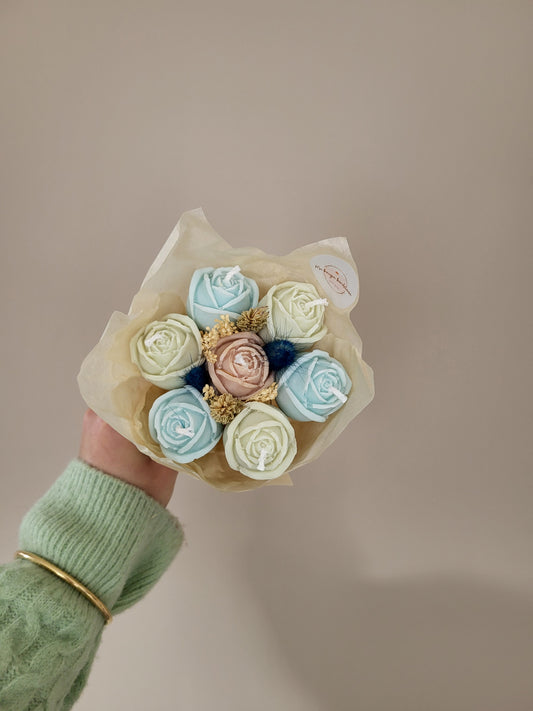 Bougie fleurie artisanale - Bouquet de roses