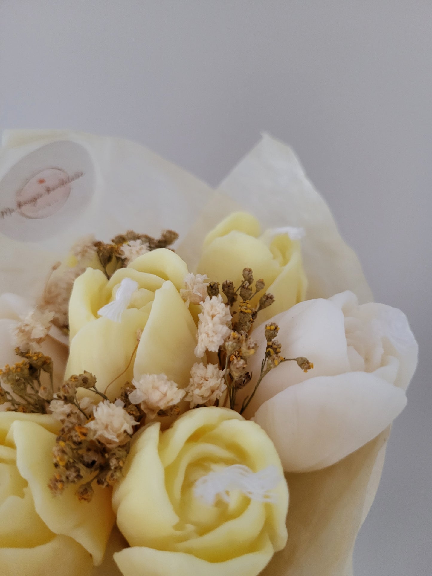 Bouquet de 7 tulipes en bougies - taille S (jaune-blanc)