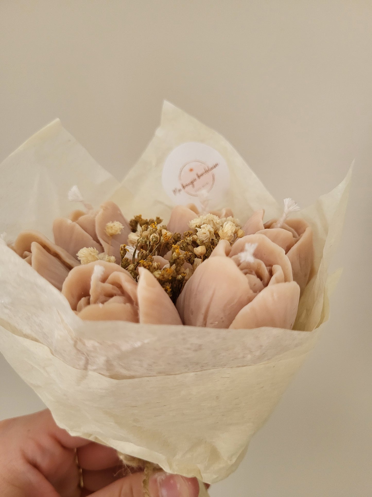 Bouquet de 7 tulipes en bougies - taille S (marron)