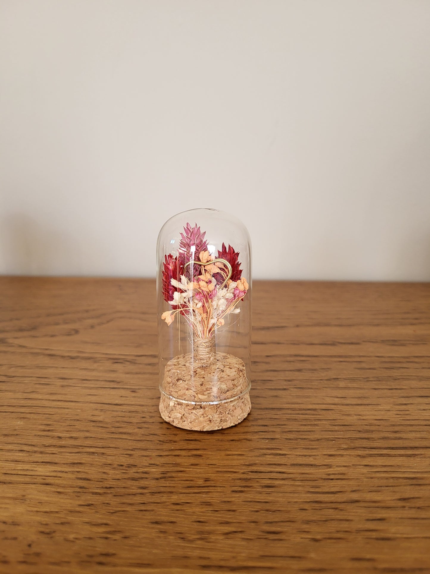 Cloche de fleurs séchées – Création artisanale Saint-Valentin