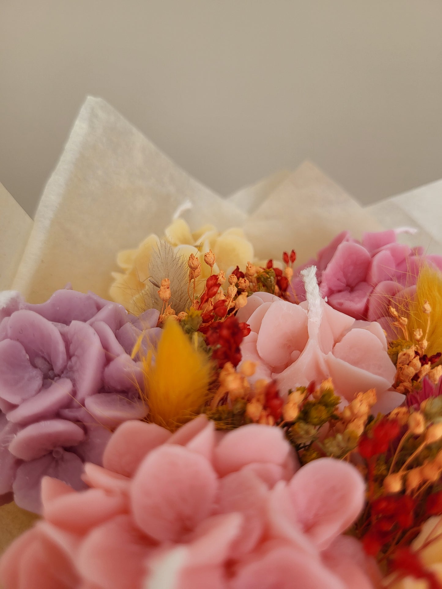 Gros bouquet d'hortensias en bougies - taille M