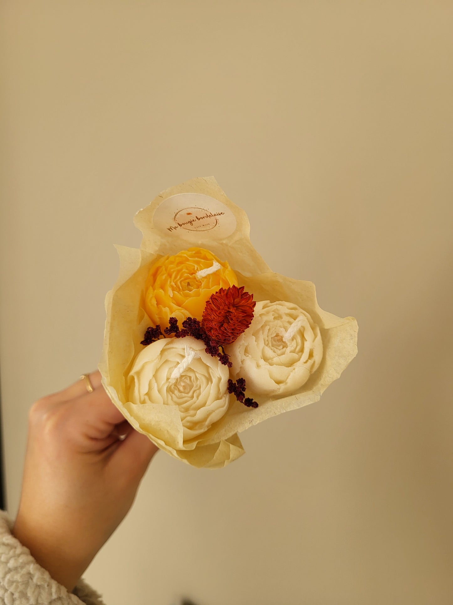 Bouquet de pivoines en bougie fait main