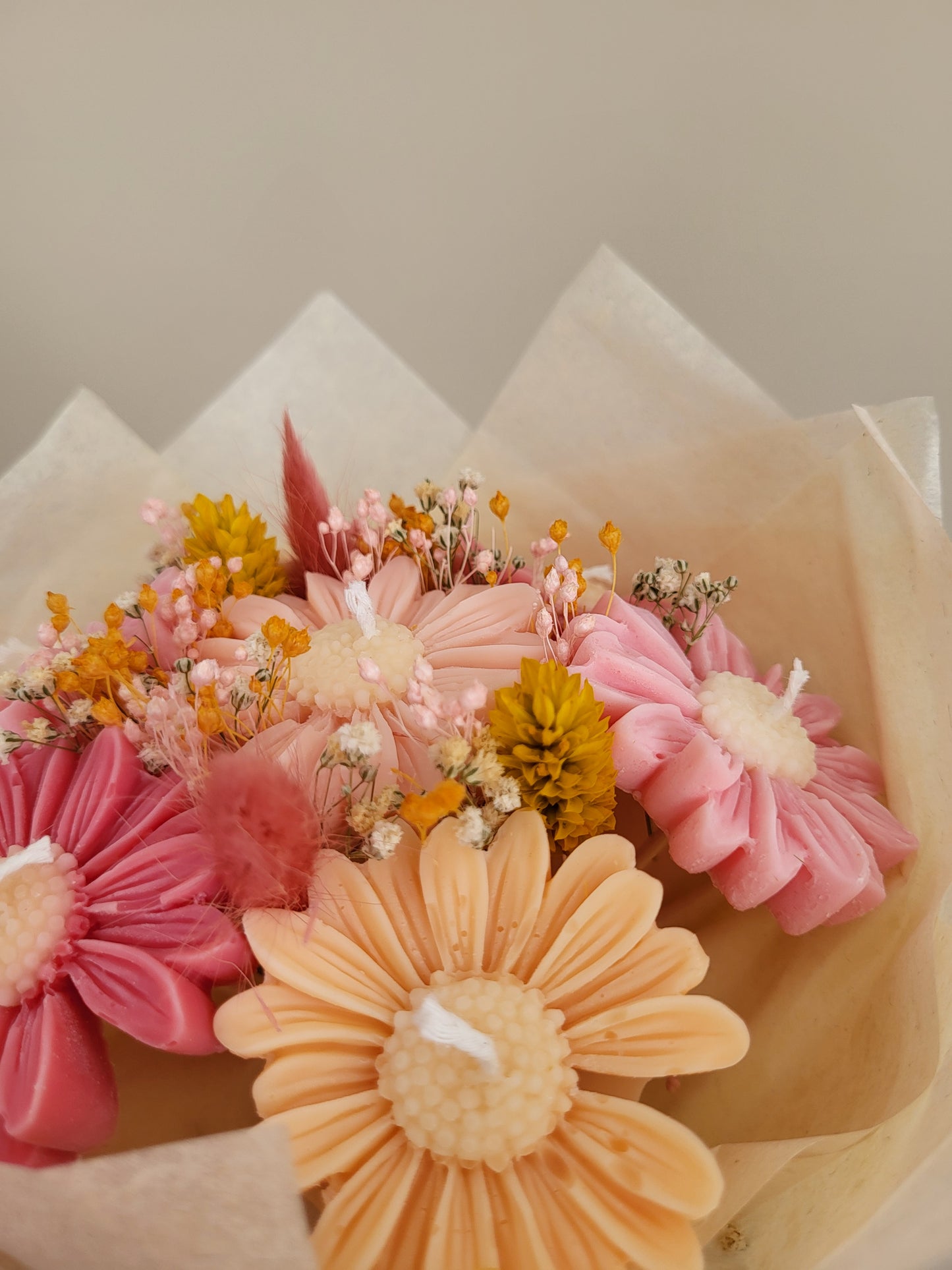 Gros bouquet de 7 marguerites en bougies