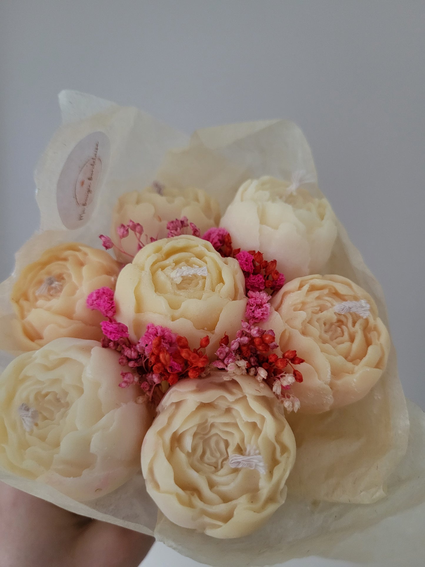 Bougie décorative - Bouquet de pivoines