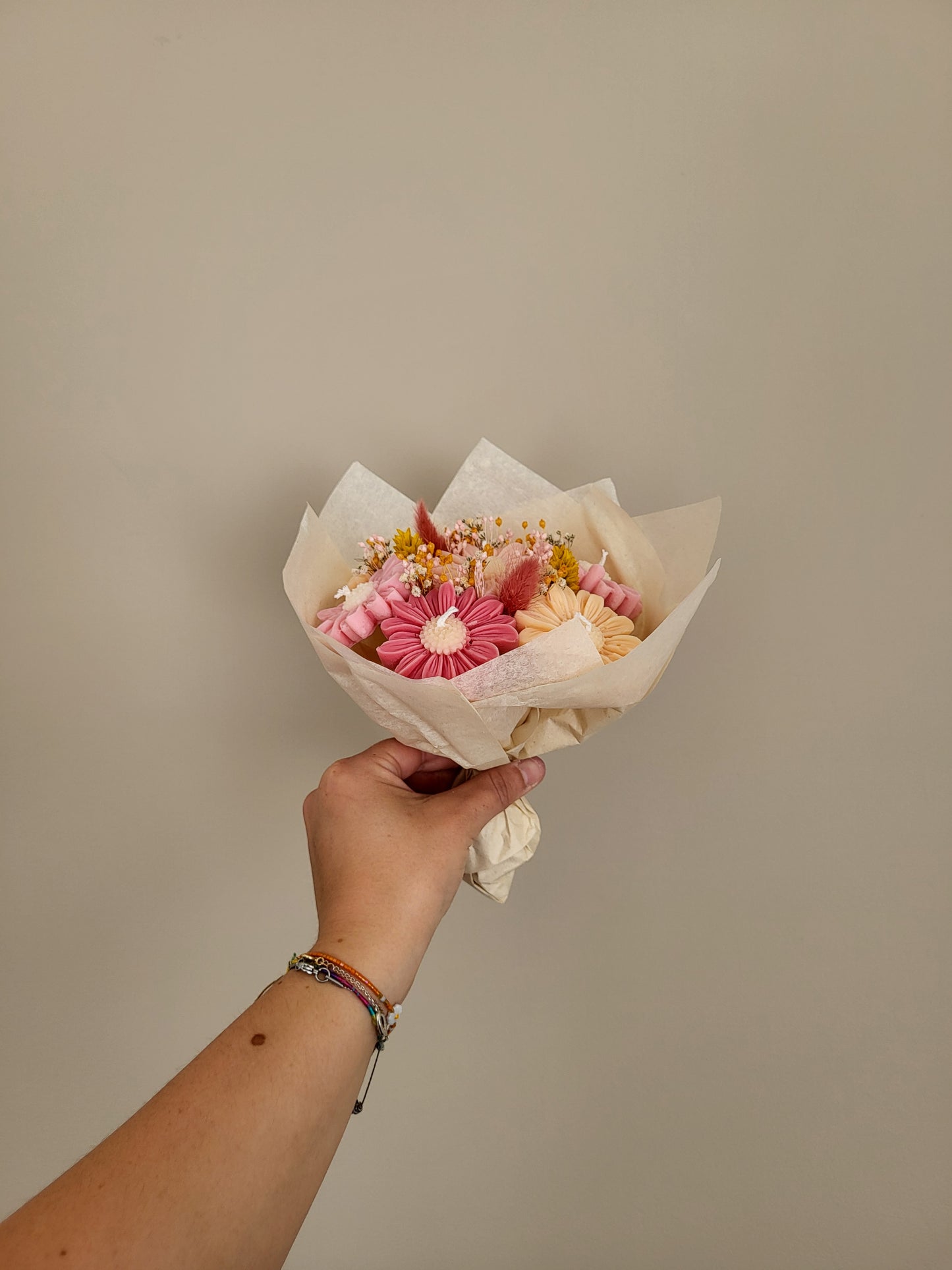 Gros bouquet de 7 marguerites en bougies