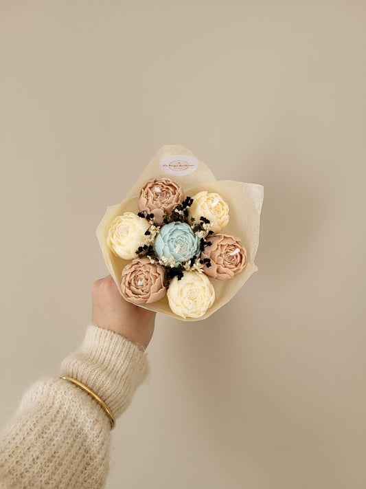 Bougie fleurie artisanale - Bouquet pivoines