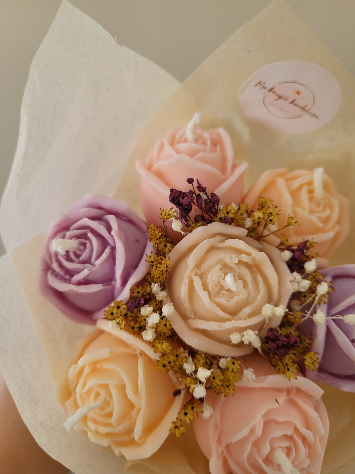 Bouquet de 7 roses en bougies - taille S (multicolore)