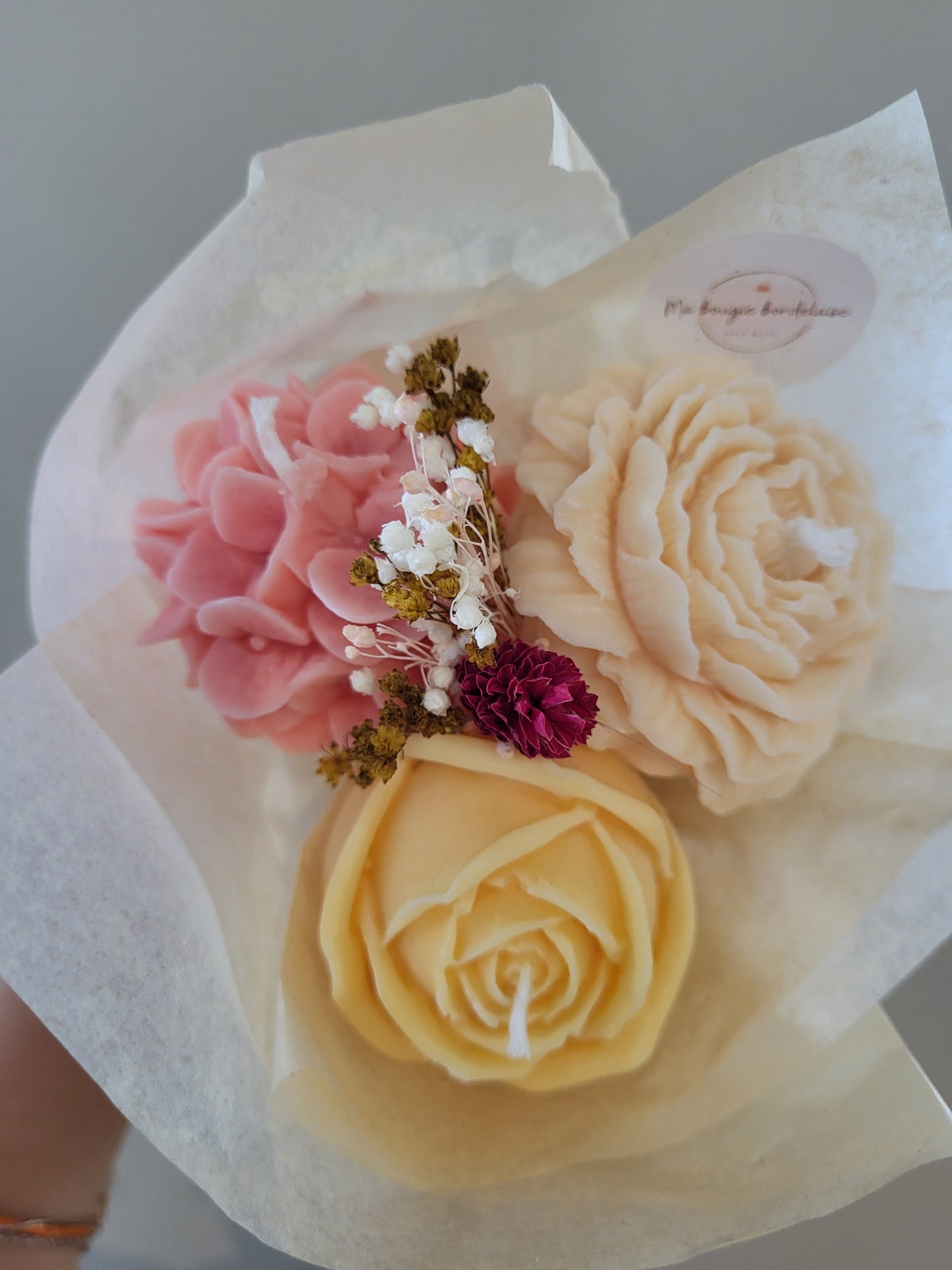Bouquet personnalisé 3 fleurs - Taille M