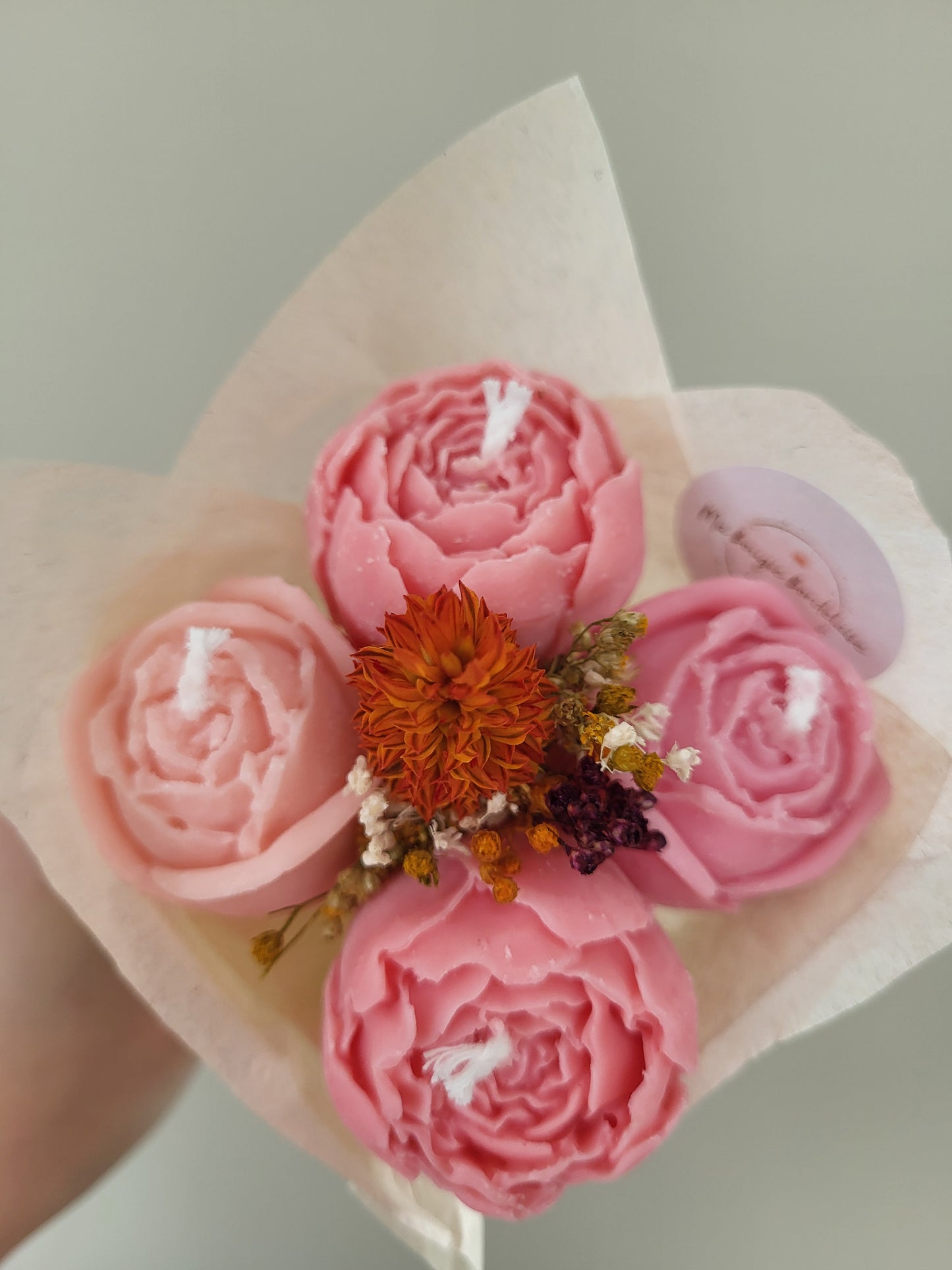 Bouquet de fleurs en bougie- bouquet de pivoines et roses - jour 7