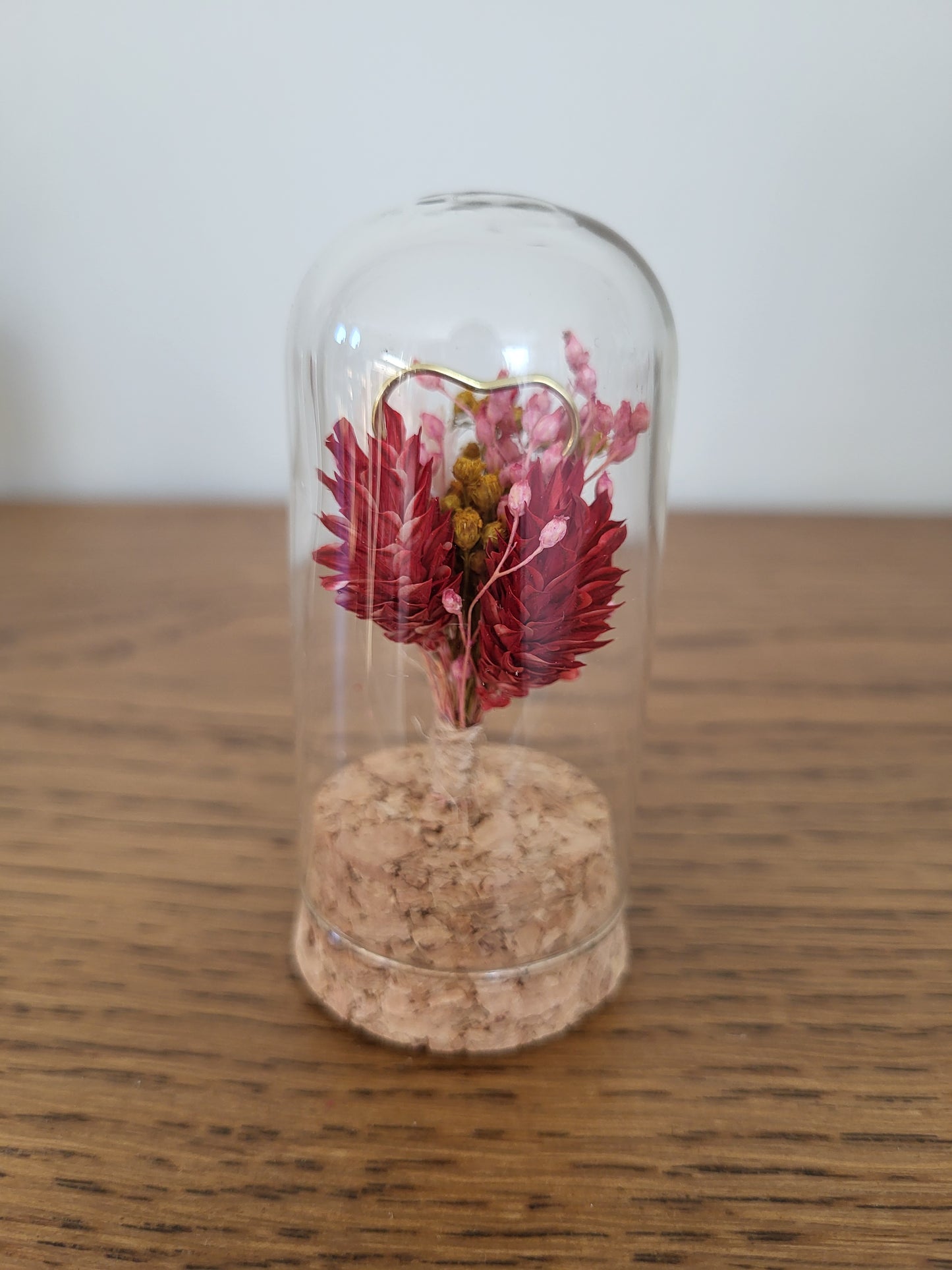 Cloche de fleurs séchées – Création artisanale Saint-Valentin