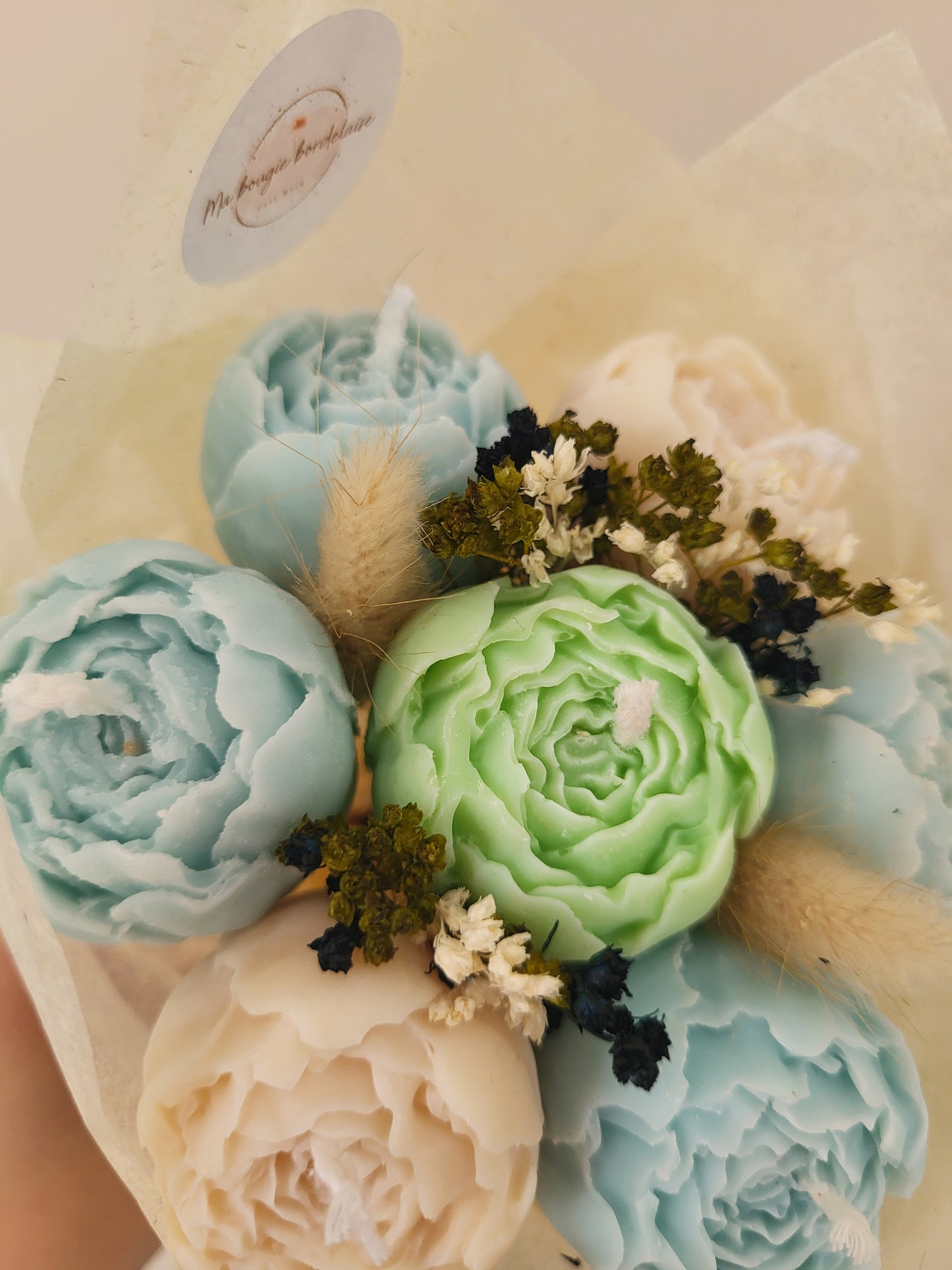 Bouquet de pivoines en bougie fait main