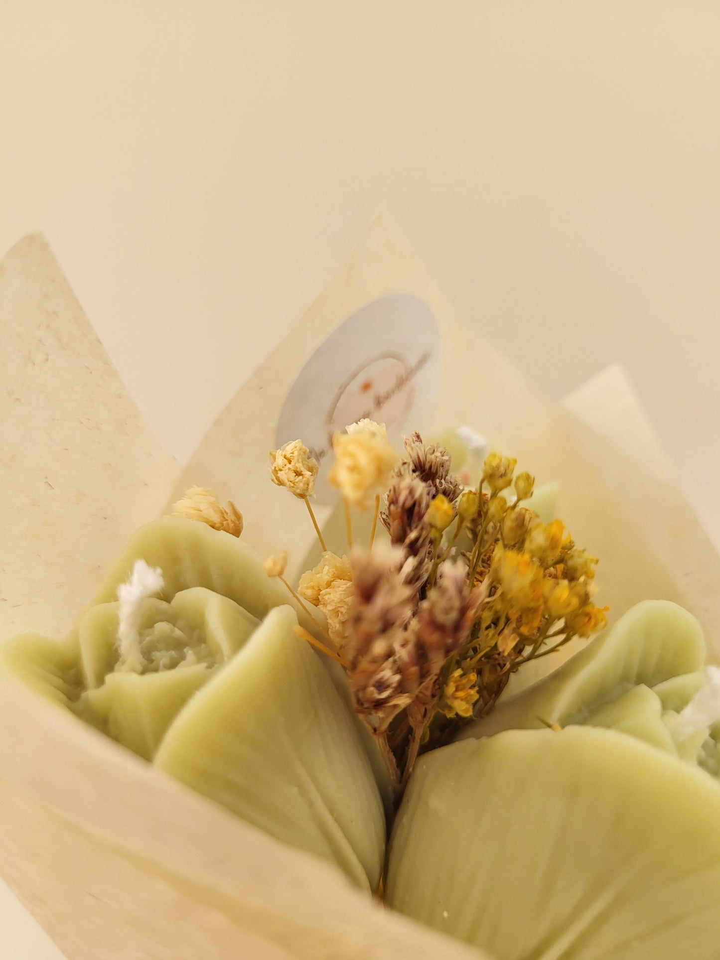 Bouquet de 3 tulipes en bougies - taille S (vert)