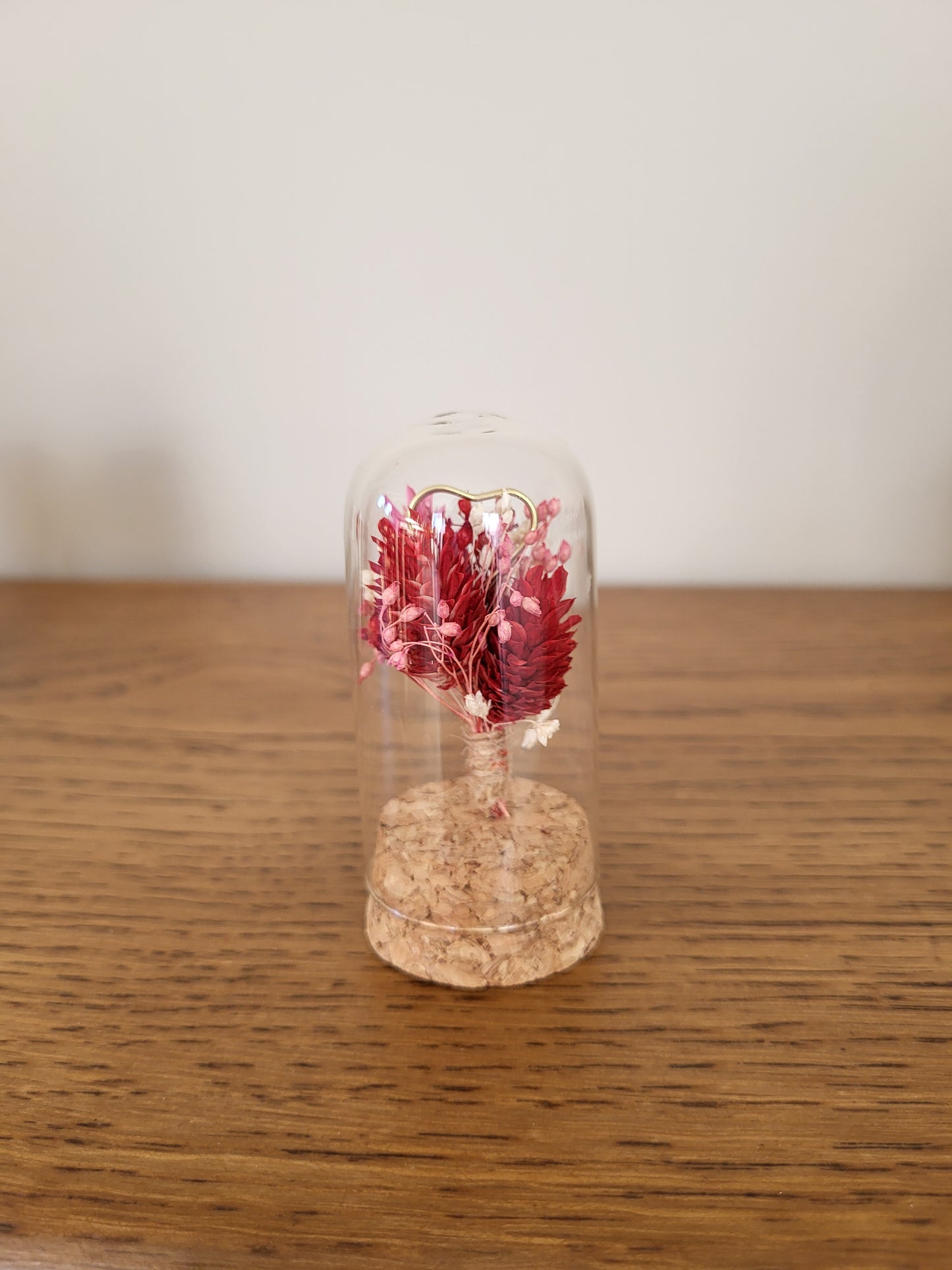 Cloche de fleurs séchées – Création artisanale Saint-Valentin