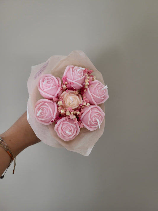 Bouquet 7 roses en bougies