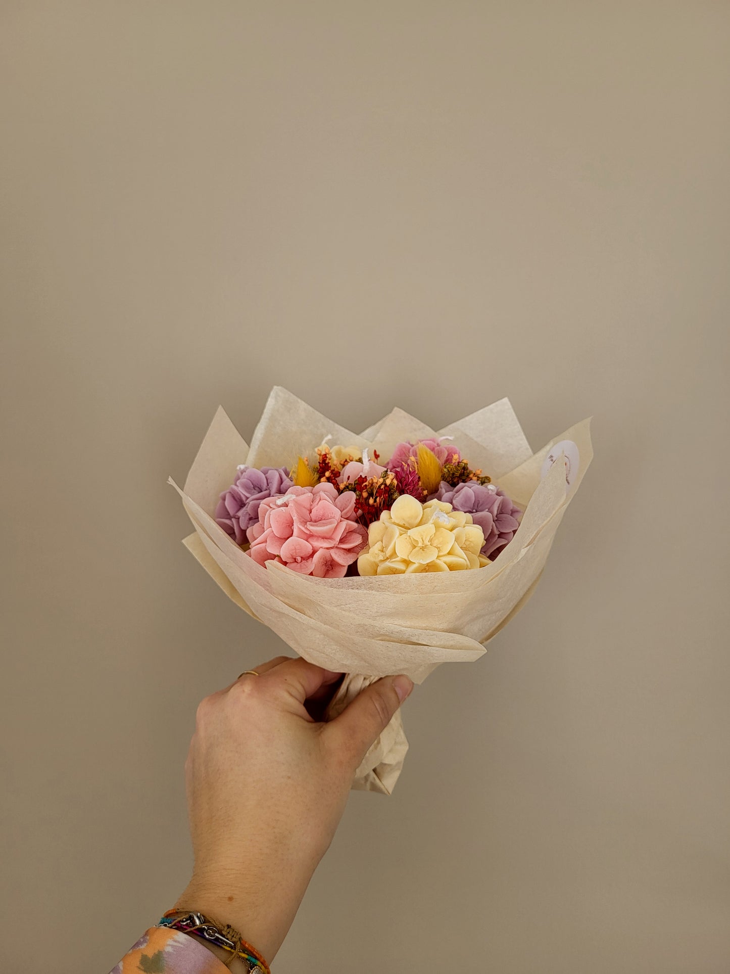 Gros bouquet d'hortensias en bougies - taille M
