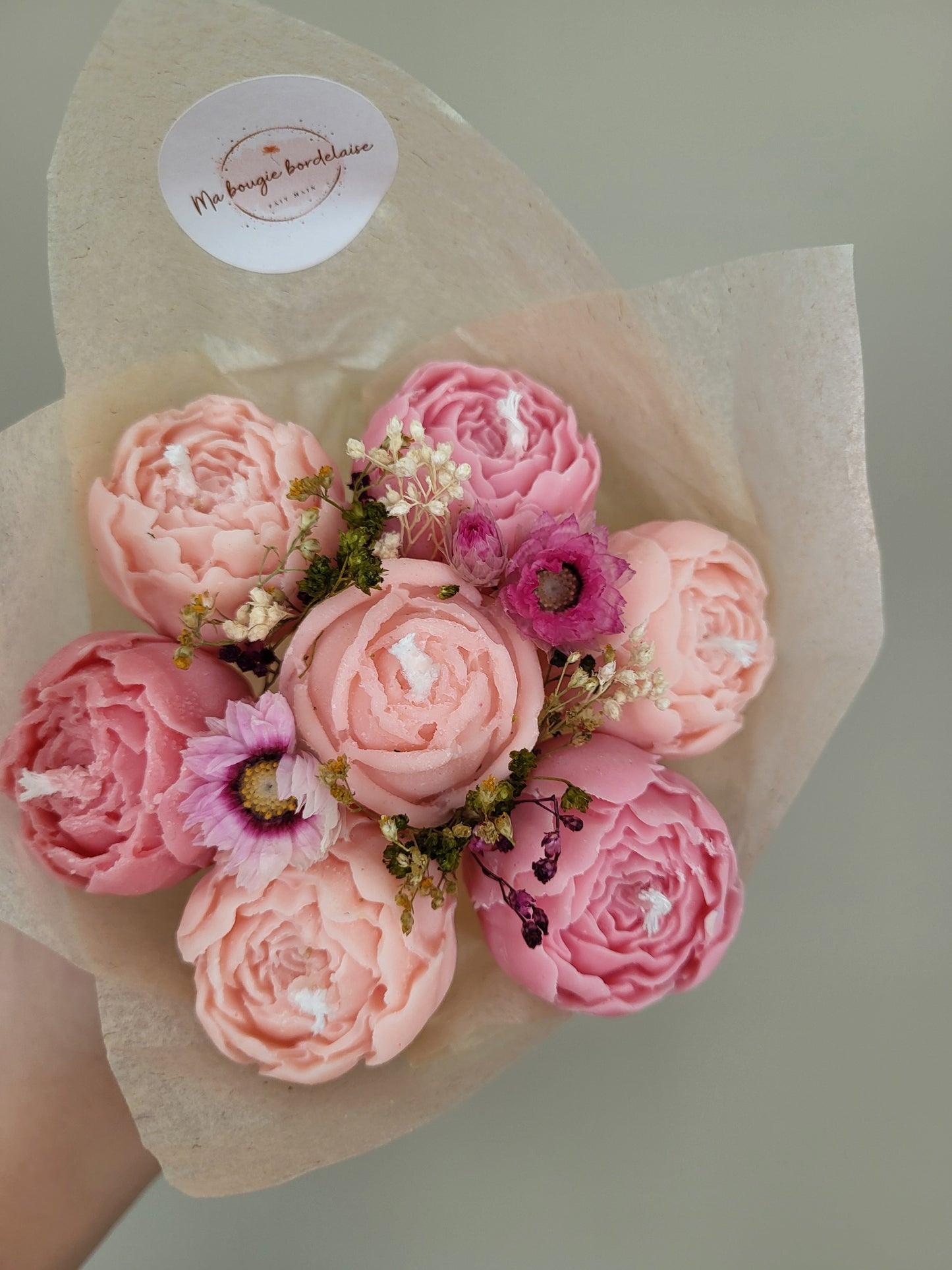 Bouquet de fleurs en bougies  pivoines et roses - jour 4