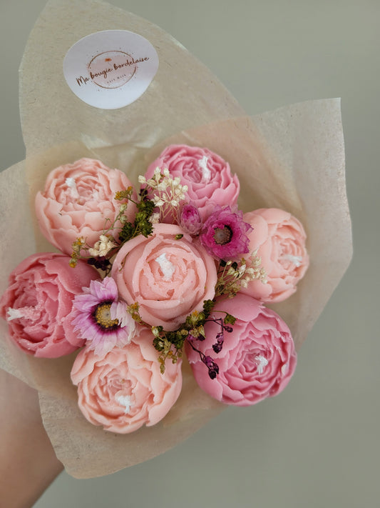 Bouquet de fleurs en bougies  pivoines et roses - jour 4