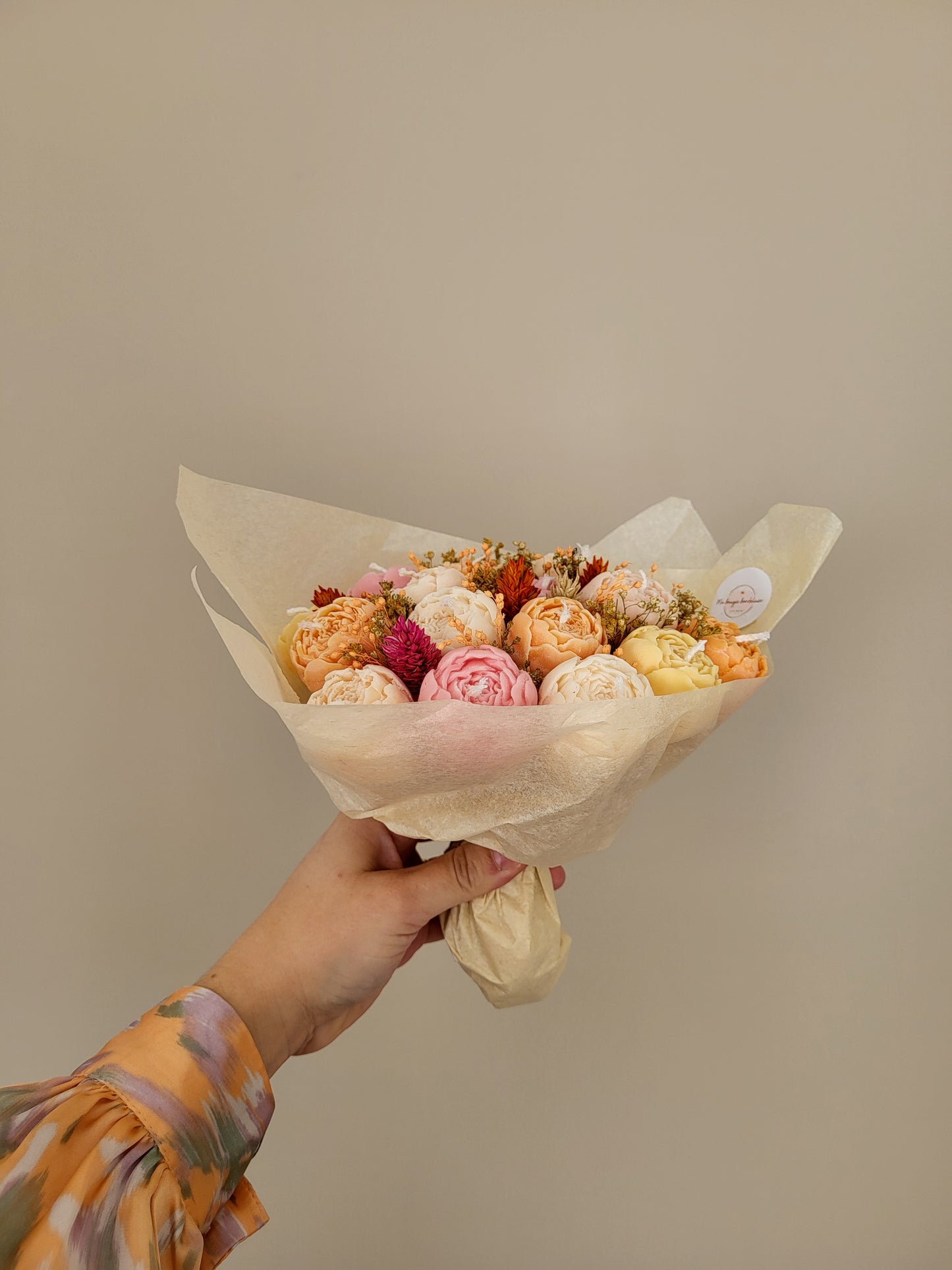 Gros bouquet de pivoines en bougies (taille S) - bouquet de mariée