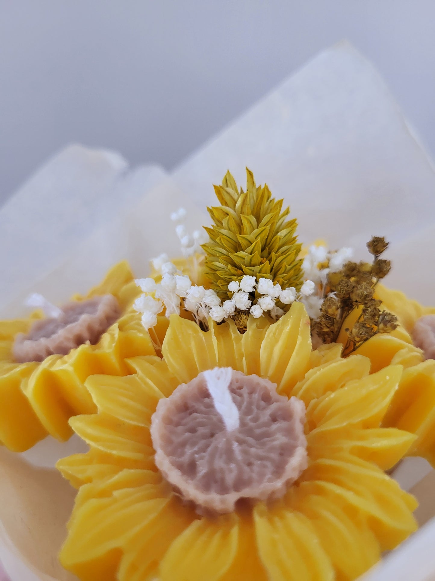 Bouquet de 4 tournesols en bougies