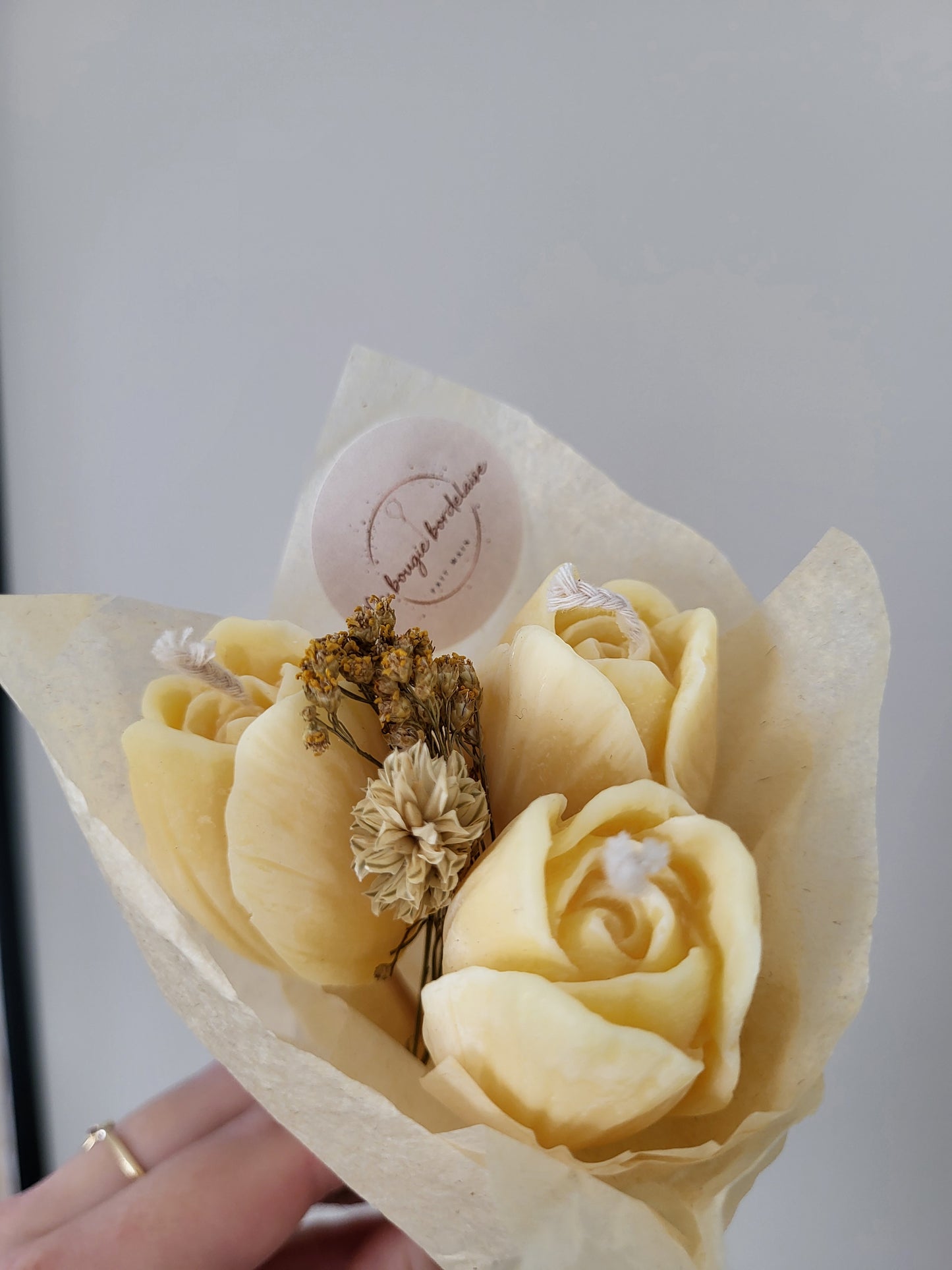 Bouquet de 3 tulipes en bougies - taille S (jaune)
