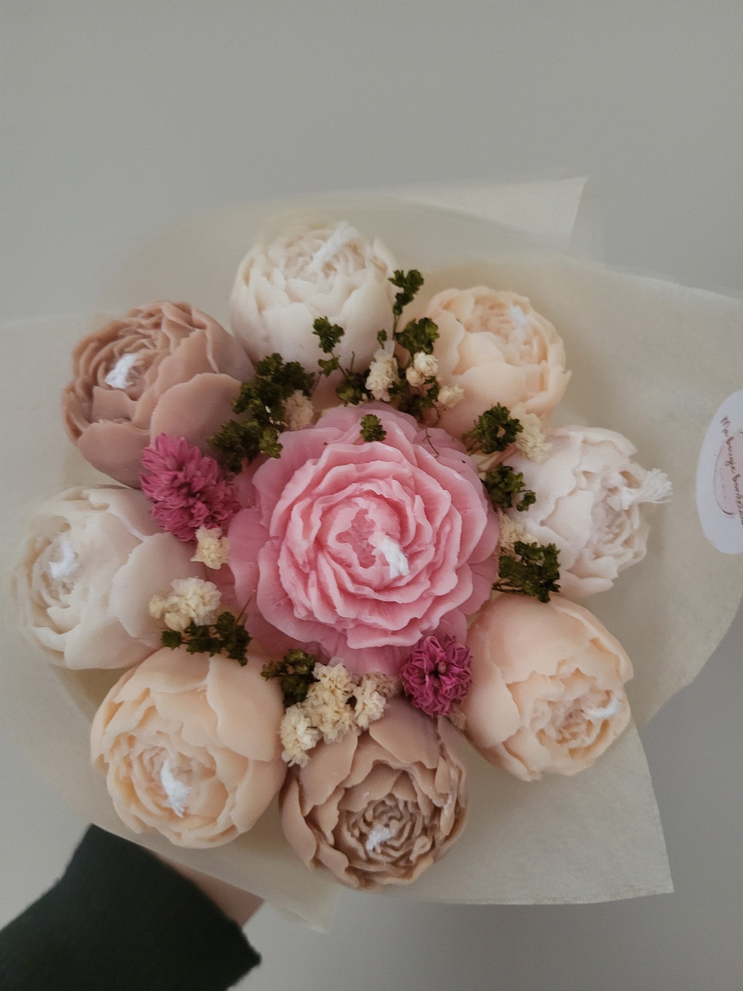Bouquet de bougies artisanale - Bouquet de pivoines