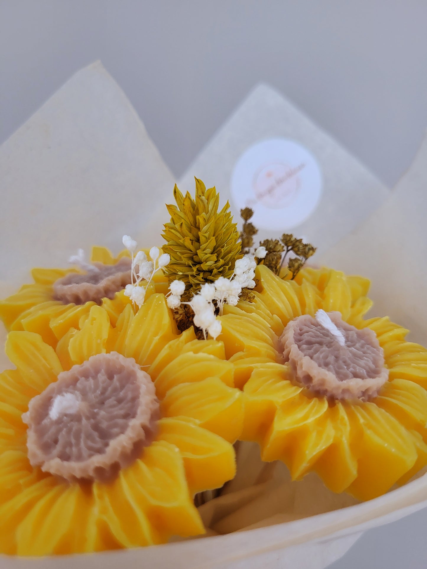 Bouquet de 4 tournesols en bougies