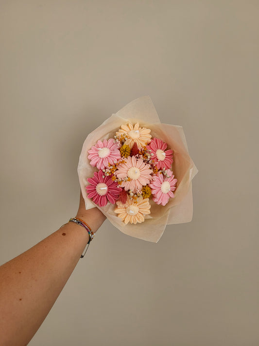 Gros bouquet de 7 marguerites en bougies