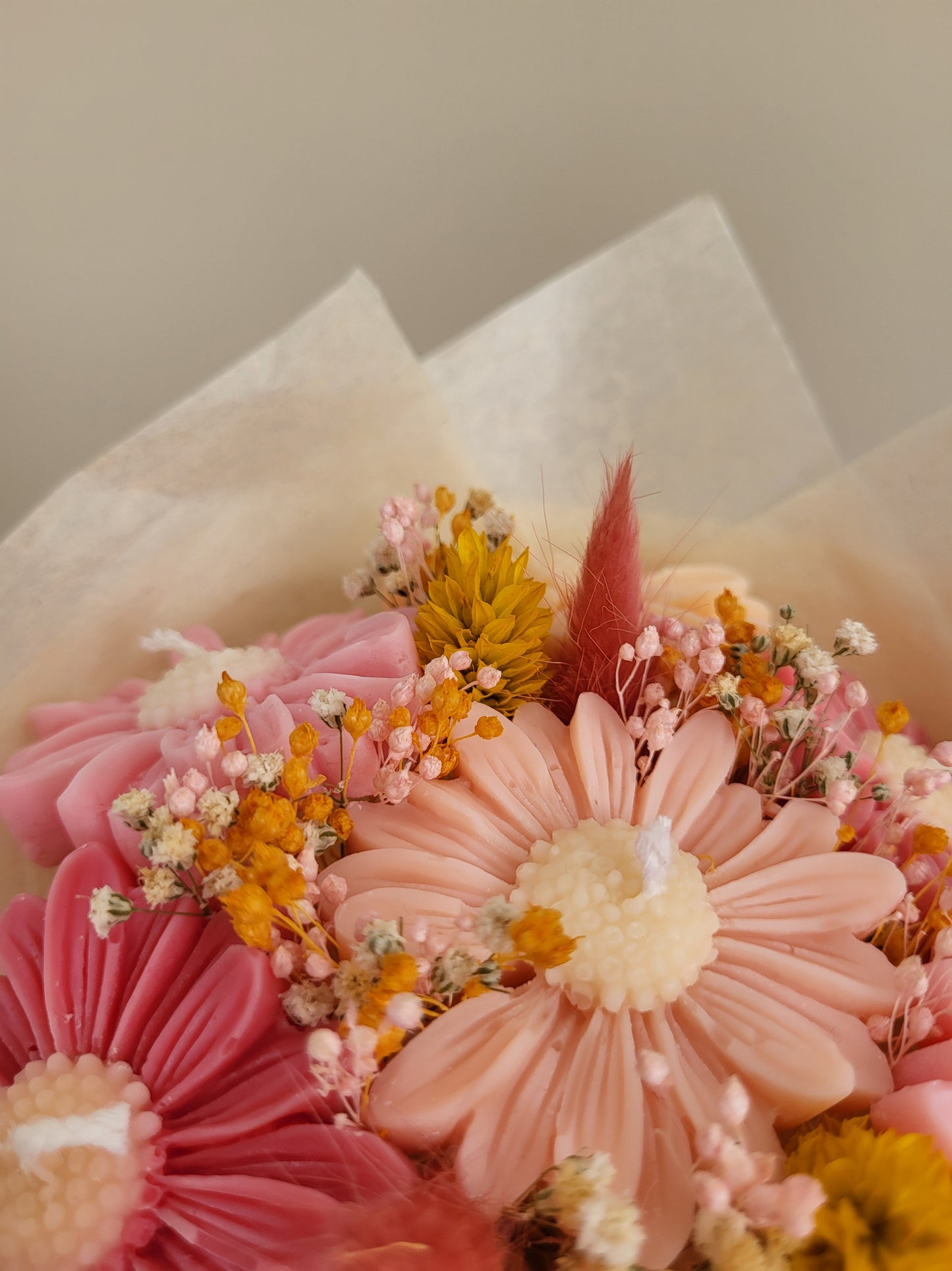 Gros bouquet de 7 marguerites en bougies