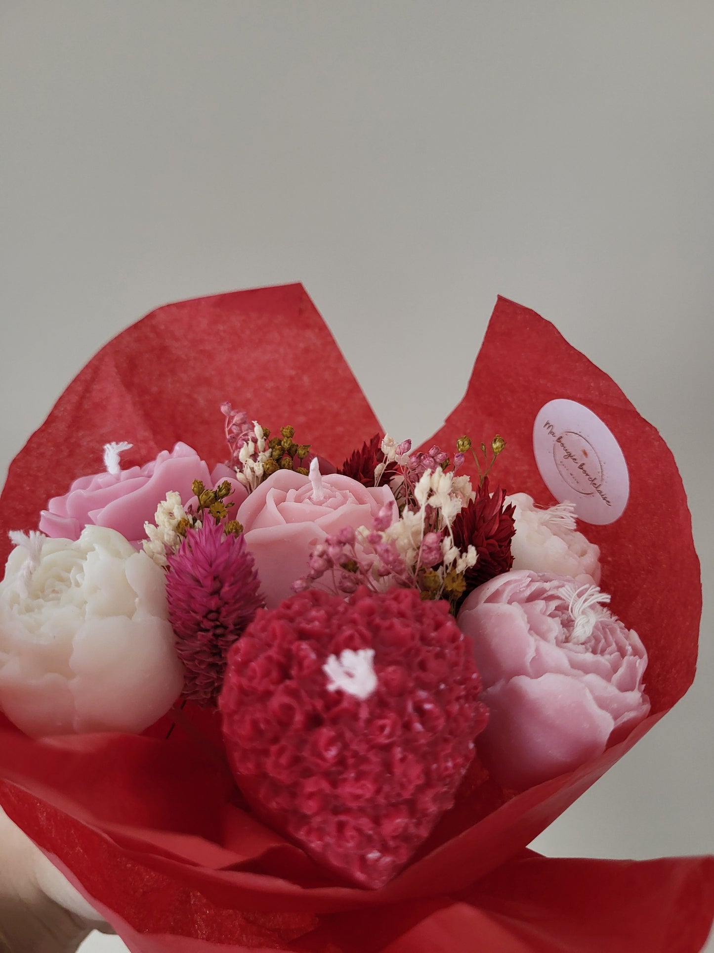 Bougie fleurie artisanale - Bouquet Love