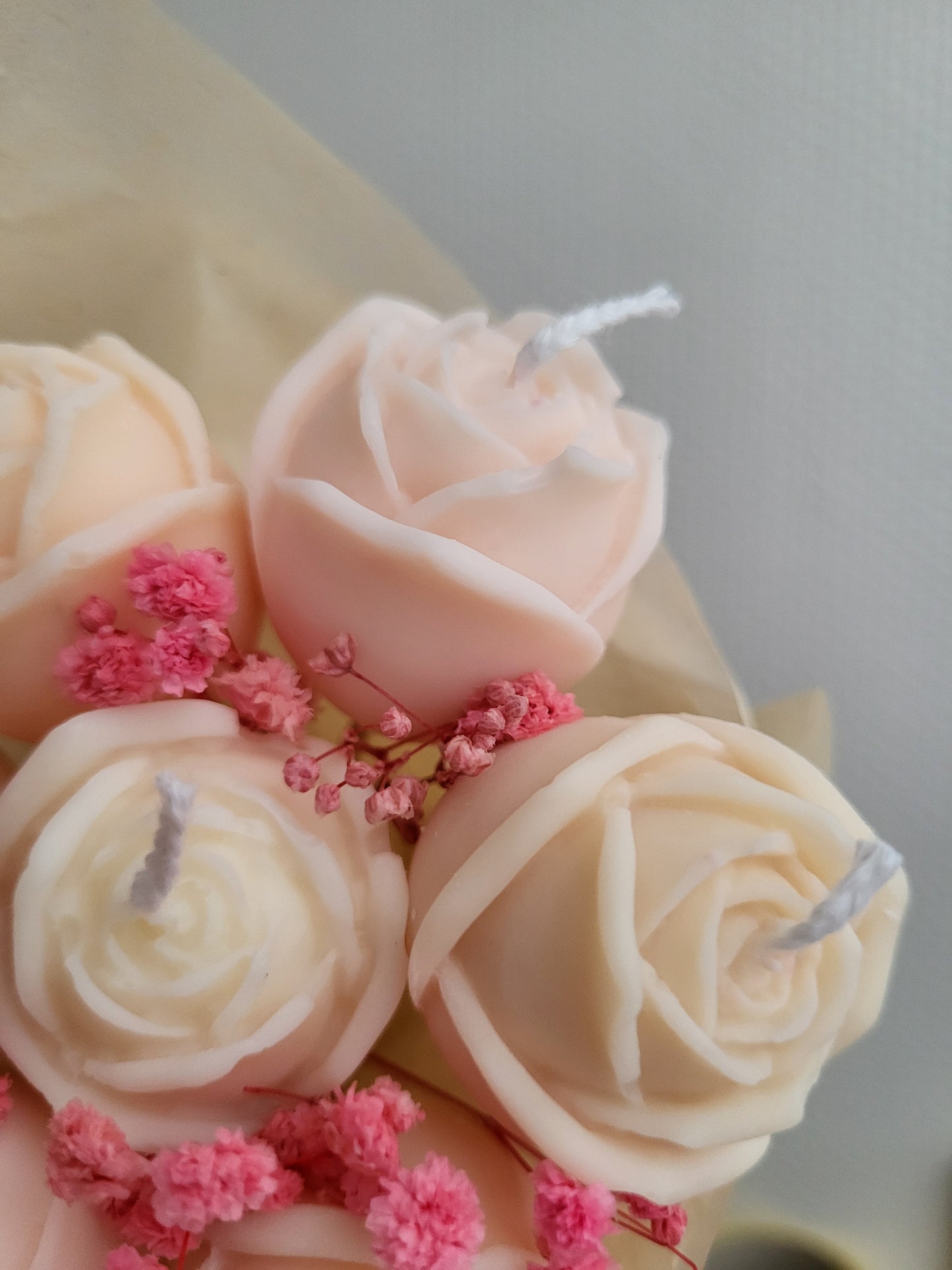 Bouquet 7 roses en bougies