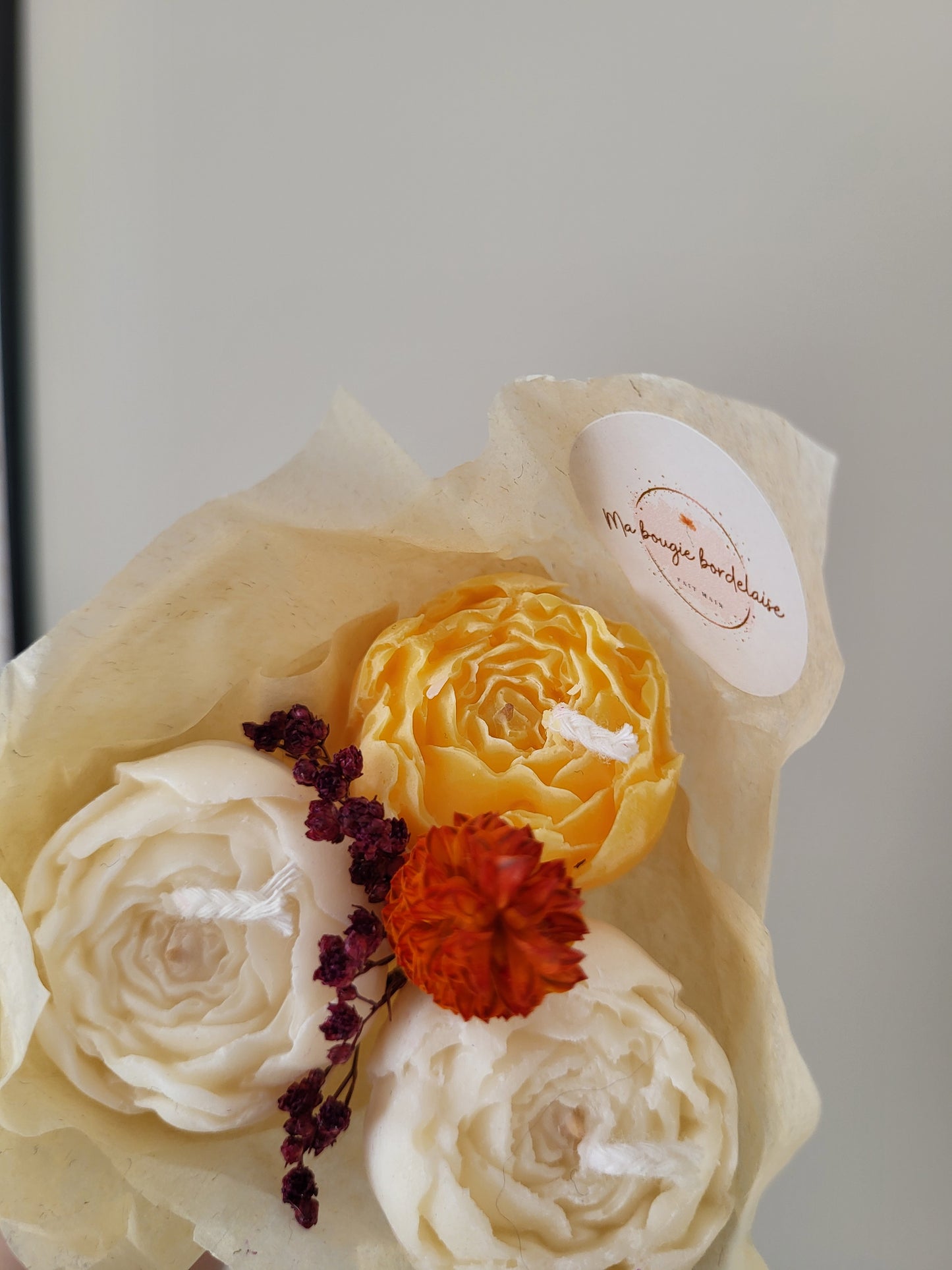 Bouquet de pivoines en bougie fait main