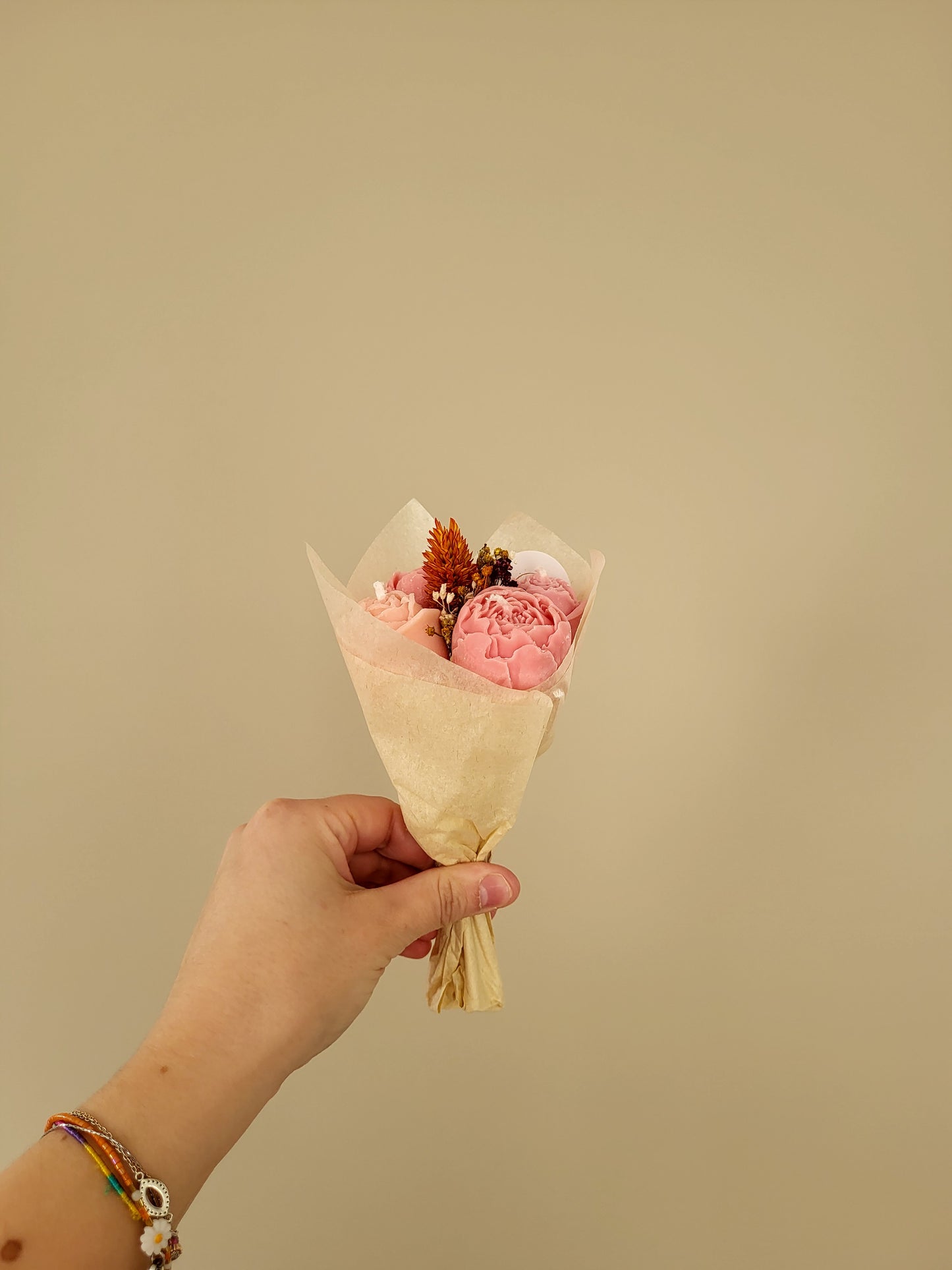 Bouquet de fleurs en bougie- bouquet de pivoines et roses - jour 7