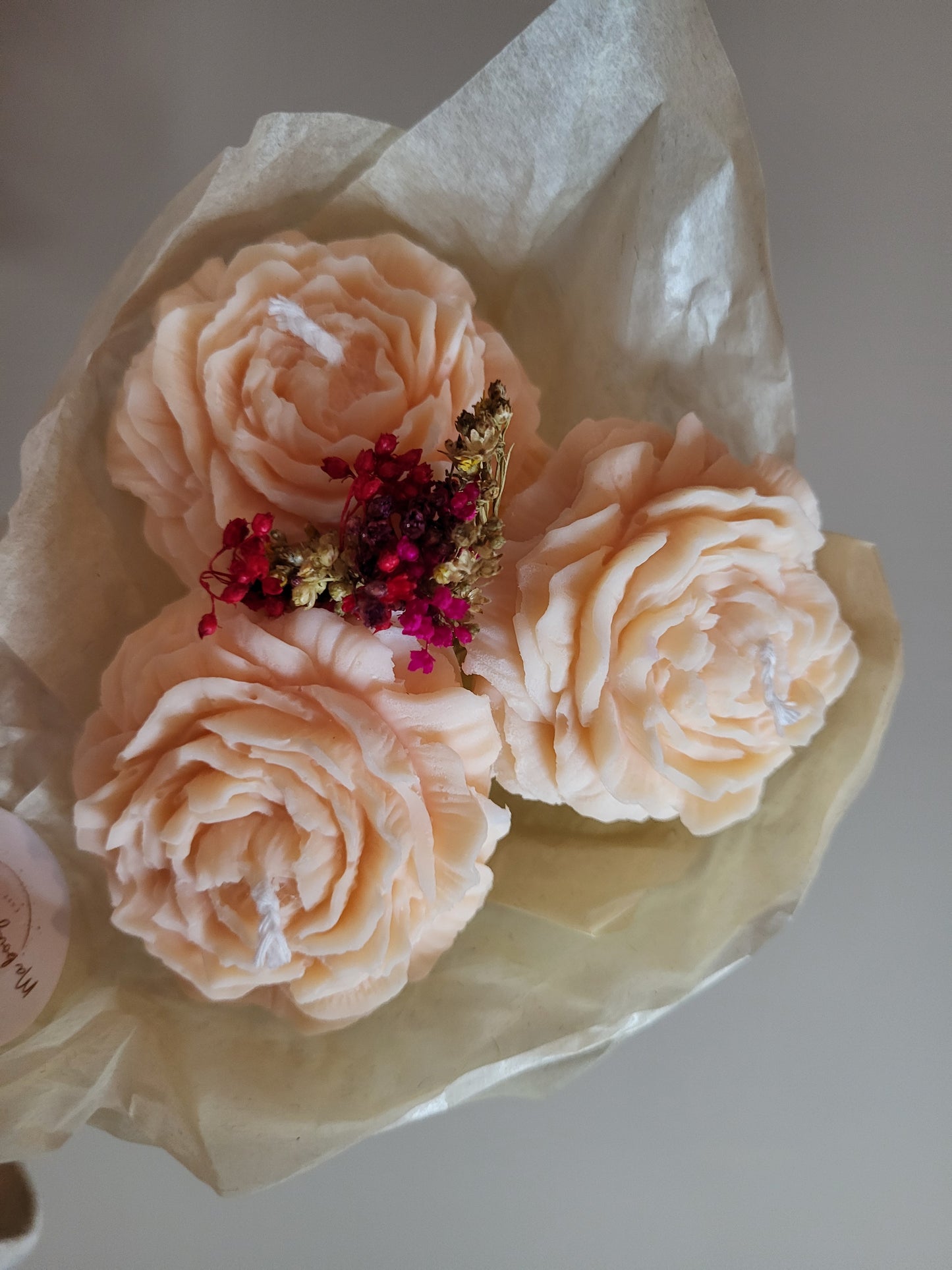 Bougie décorative - Bouquet de pivoines