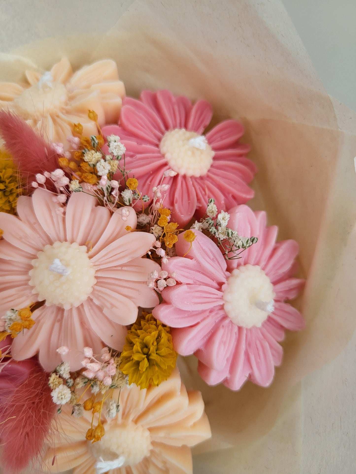 Gros bouquet de 7 marguerites en bougies