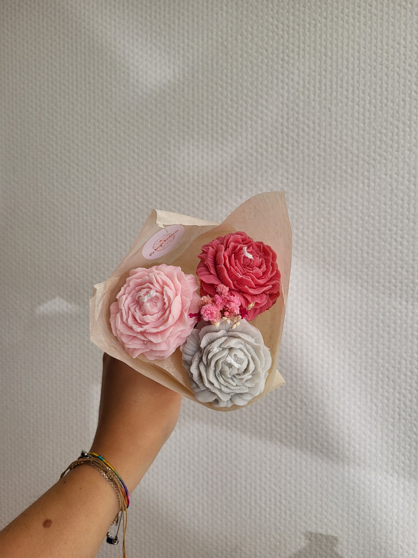 Bougie décorative - Bouquet de pivoines