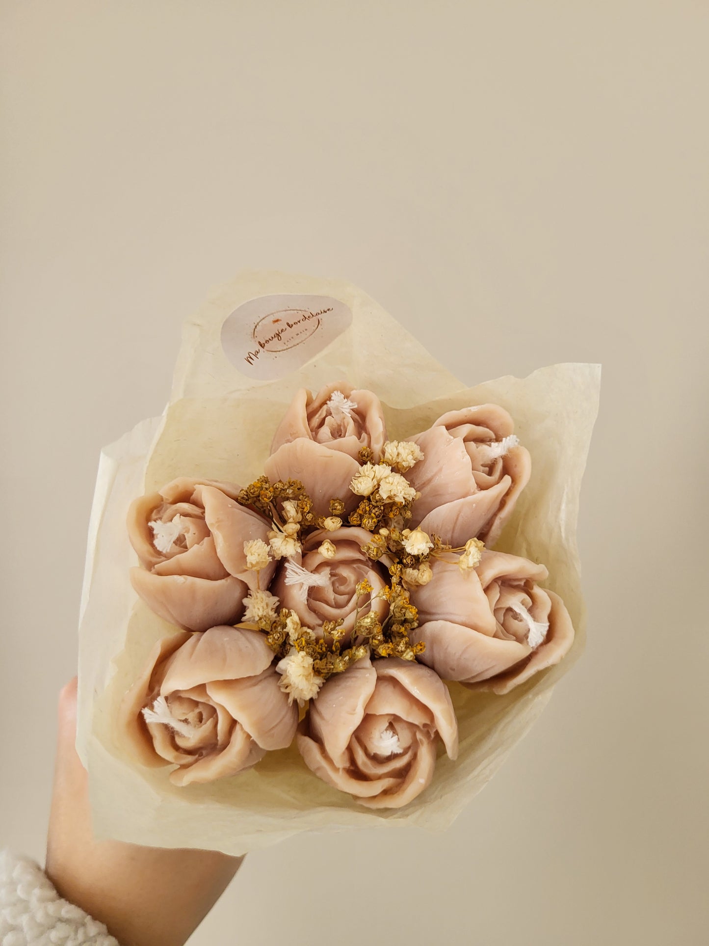 Bouquet de 7 tulipes en bougies - taille S (marron)