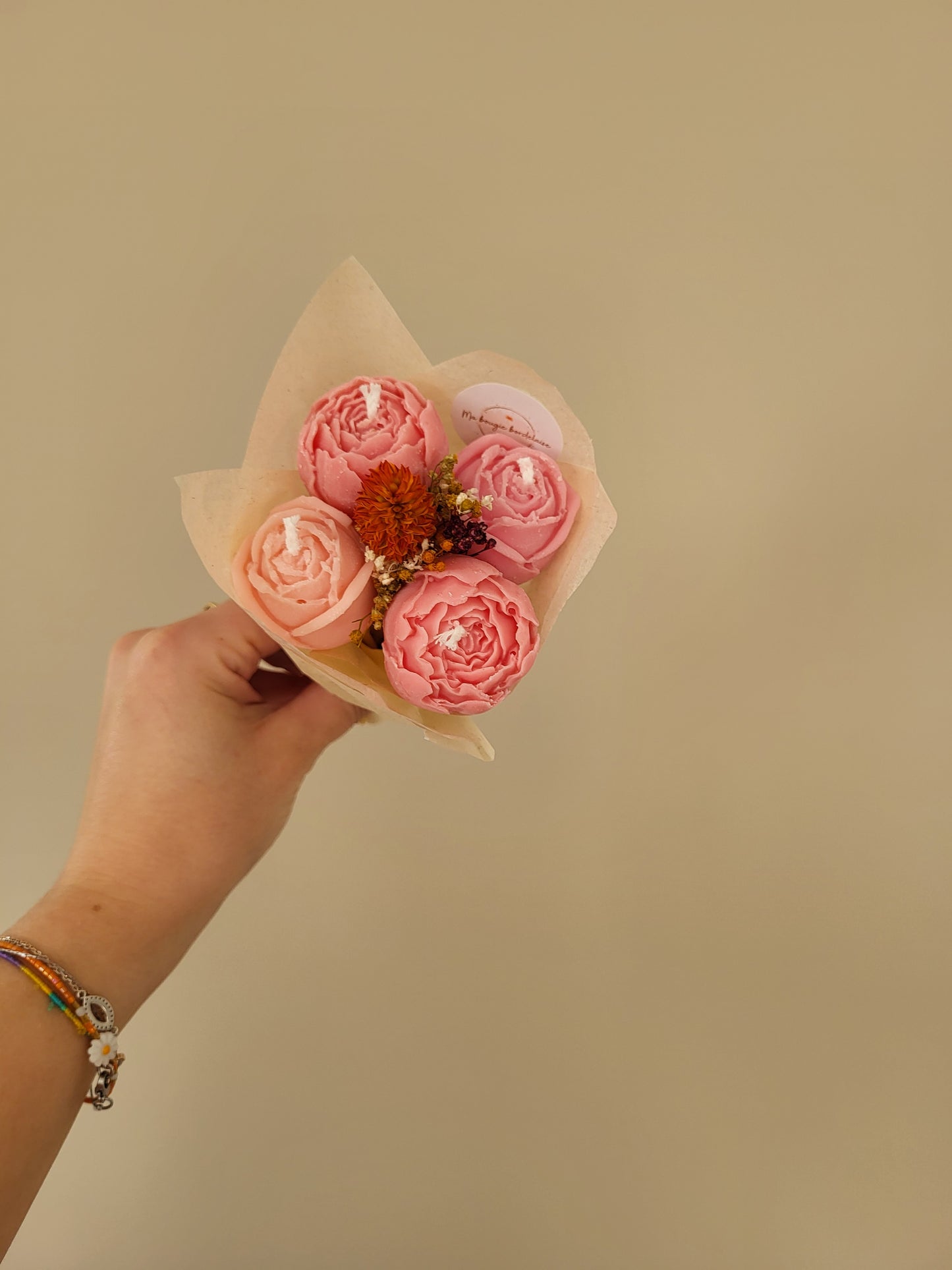 Bouquet de fleurs en bougie- bouquet de pivoines et roses - jour 7