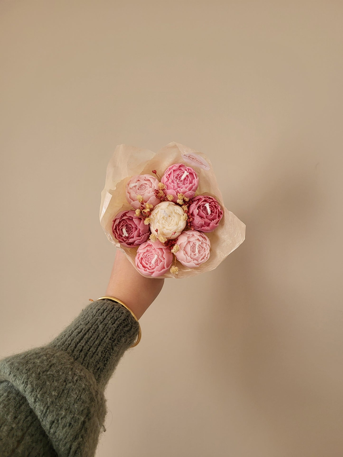 Bougie fleurie artisanale - Bouquet Amélia