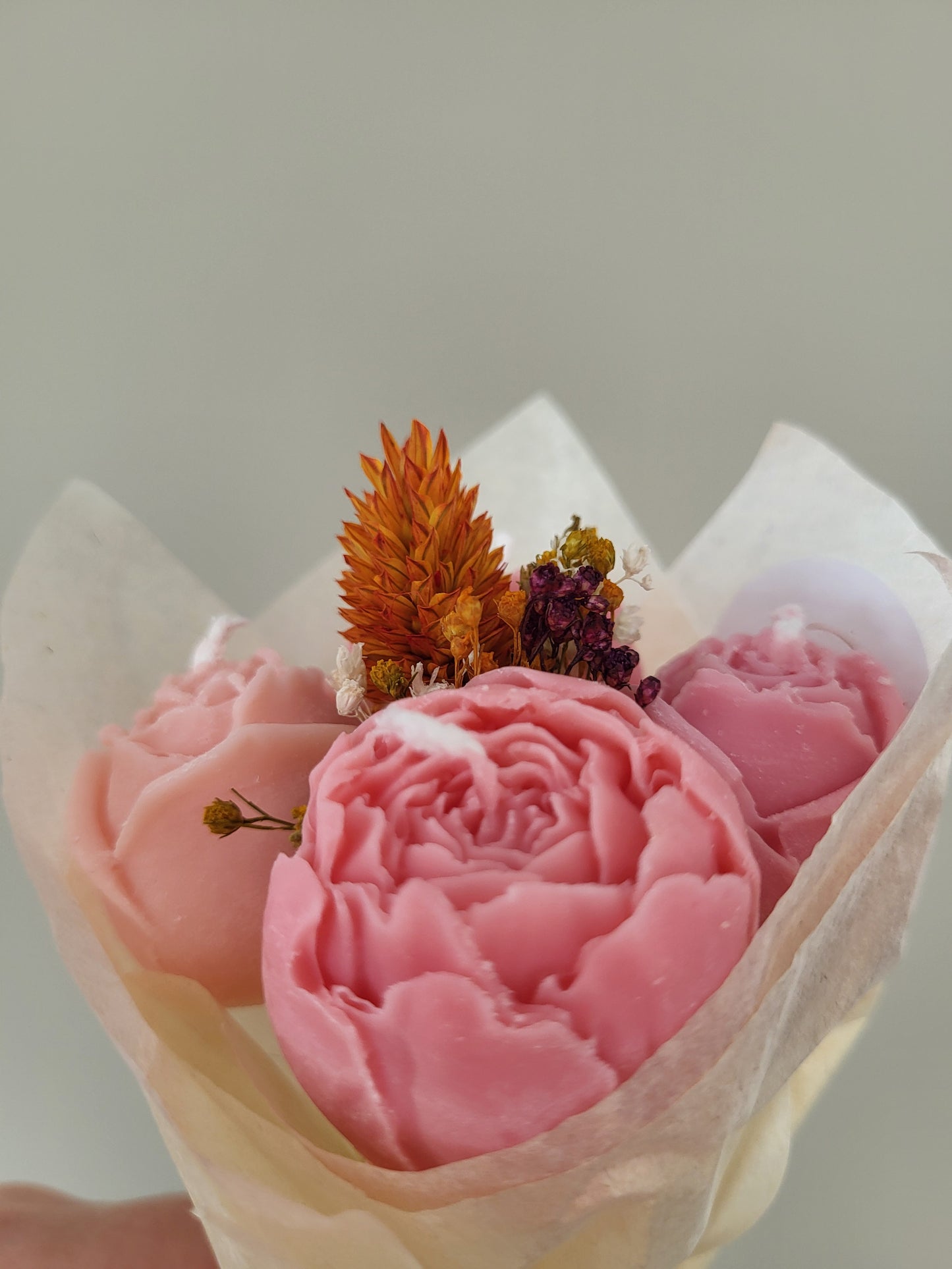 Bouquet de fleurs en bougie- bouquet de pivoines et roses - jour 7